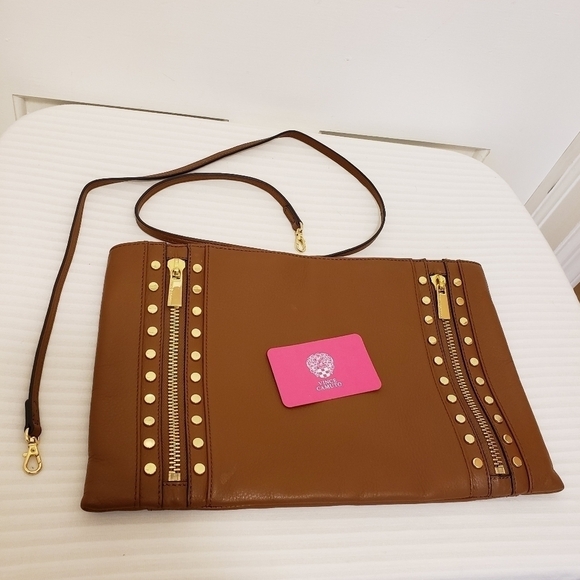 NWOT Vince Camuto Mocha Bisque In Color Leather Large Clutch/Crossbody, … - Picture 1 of 14